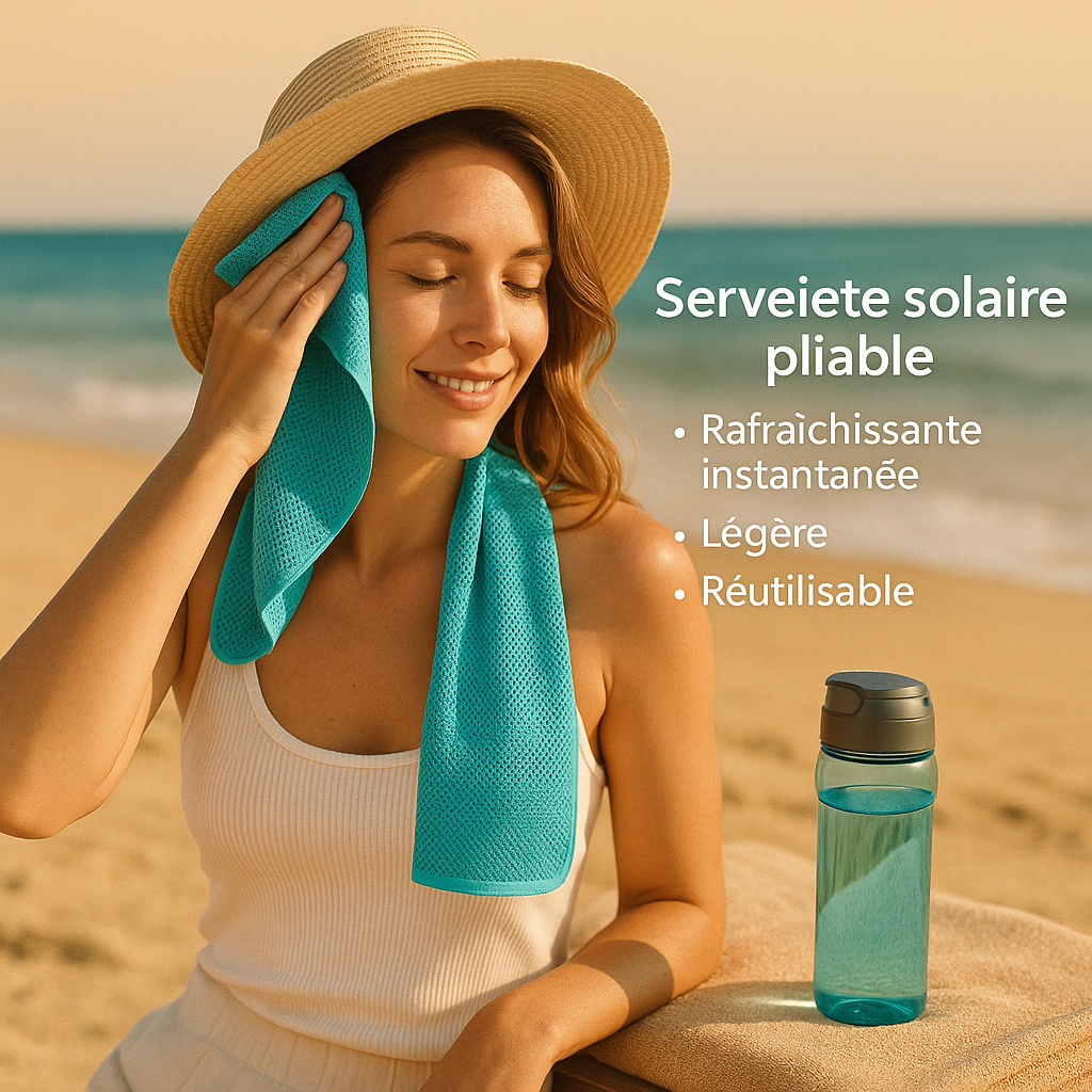 Serviette Refroidissante avec Étui EVA – Absorption & Fraîcheur Pour Sport, Plage et Détente